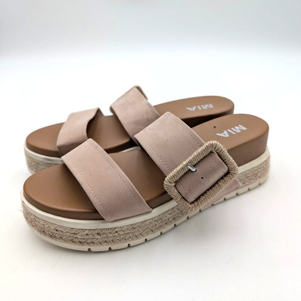 MIA Kenzy Buckle Espadrille Platform Sandals Women's Blush Size US7.5M EU37.5